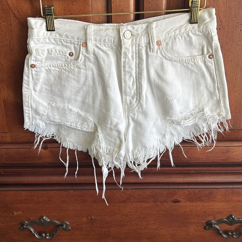 We The Free White Frayed Jean Shorts